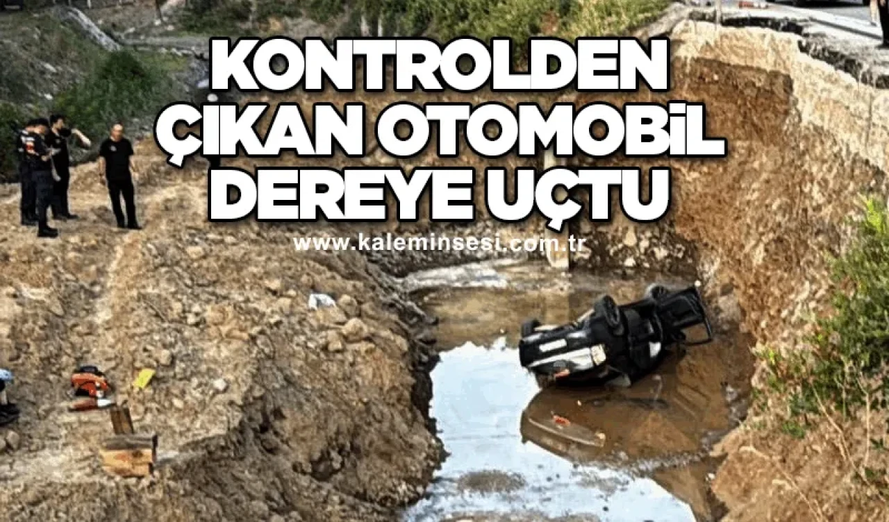 Kontrolden çıkan otomobil dereye uçtu