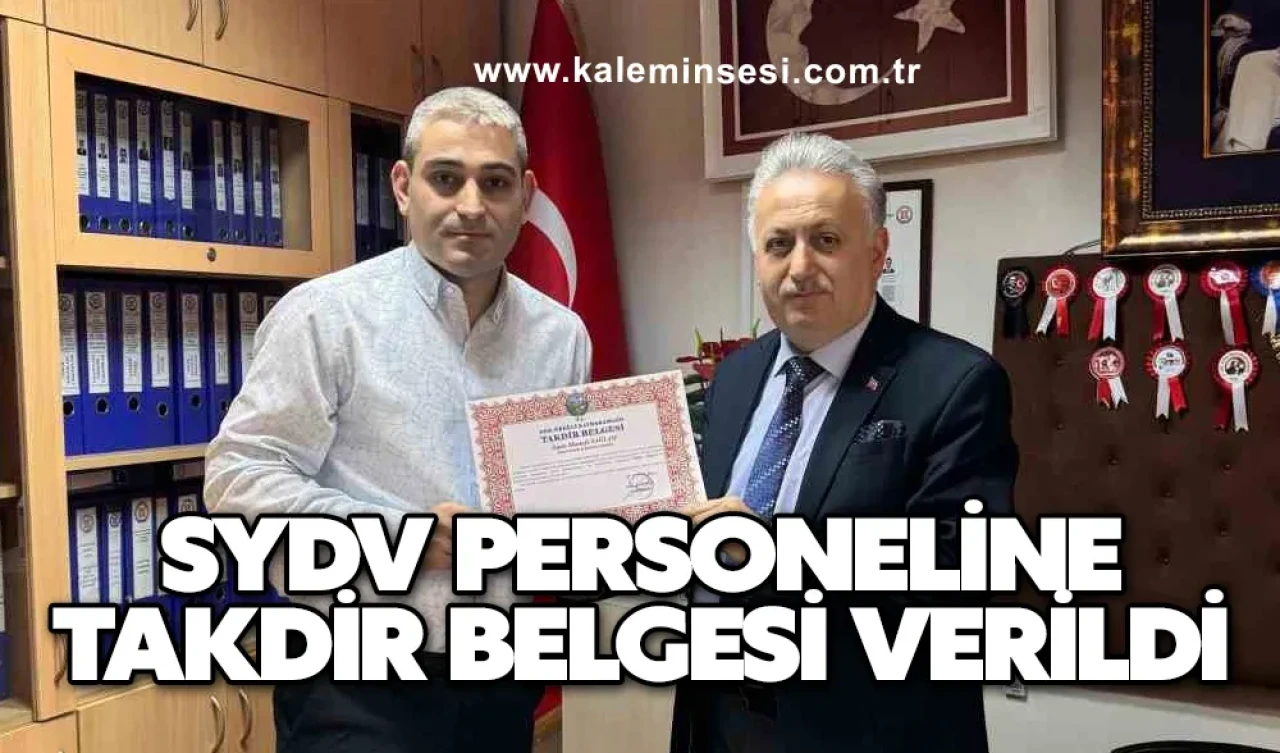 SYDV personeline takdir belgesi verildi