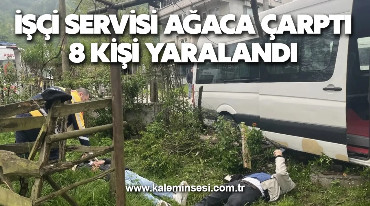 İşçi servisi ağaca çarptı, 8 kişi yaralandı