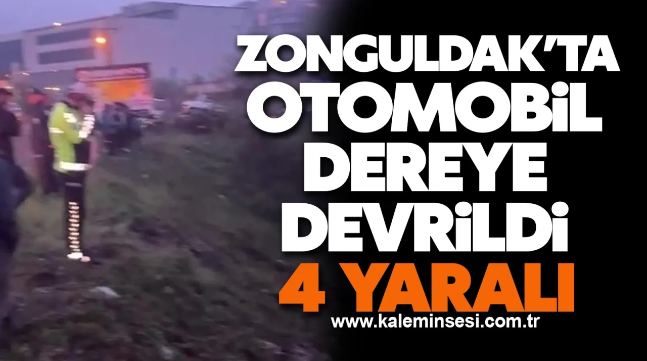 Zonguldak'ta otomobil dereye devrildi, 4 aile ferdi yaralandı!