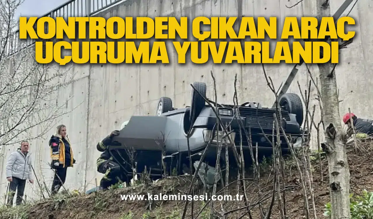 Kontrolden Çıkan Araç Uçuruma Yuvarlandı