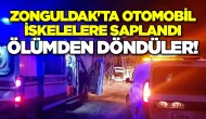 Zonguldak'ta otomobil iskelelere saplandı, 3 kişi ölümden döndü!