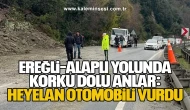 Ereğli–Alaplı Yolunda Korku Dolu Anlar: Heyelan Otomobili Vurdu
