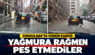 Zonguldak’ta Günün karesi! Yağmura Rağmen Pes Etmediler