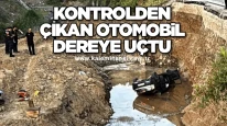 Kontrolden çıkan otomobil dereye uçtu