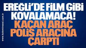 Ereğli’de Film Gibi Kovalamaca: Kaçan Araç Polis Aracına Çarptı