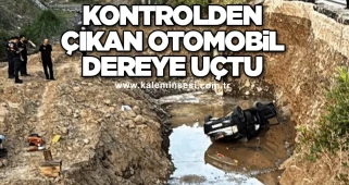 Kontrolden çıkan otomobil dereye uçtu