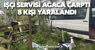 İşçi servisi ağaca çarptı, 8 kişi yaralandı