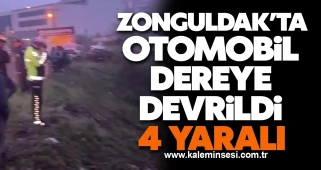 Zonguldak'ta otomobilin dereye devrilmesi sonucunda 4 kişi yaralandı!