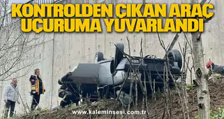 Kontrolden Çıkan Araç Uçuruma Yuvarlandı