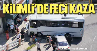 Kilimli’de Taksi ile Halk Otobüsü Çarpıştı