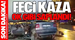 Feci Kaza: Otomobil Beton Mikserine Çarptı