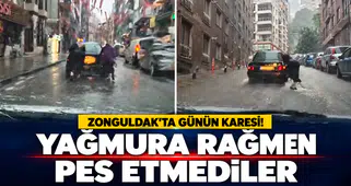 Zonguldak’ta Günün karesi! Yağmura Rağmen Pes Etmediler