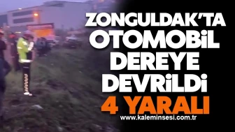 Zonguldak'ta otomobilin dereye devrilmesi sonucunda 4 kişi yaralandı!