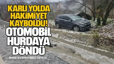 Karlı Yolda Hakimiyet Kayboldu: Otomobil Hurdaya Döndü