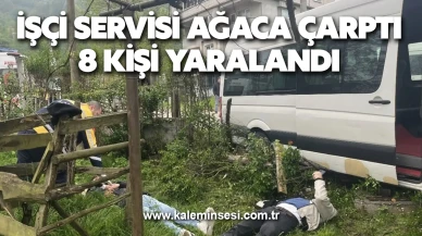 İşçi servisi ağaca çarptı, 8 kişi yaralandı