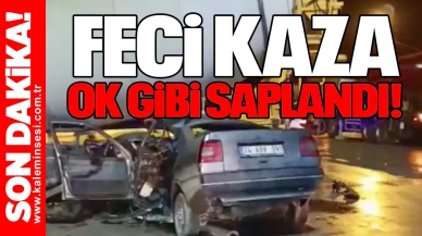 Feci Kaza: Otomobil Beton Mikserine Çarptı