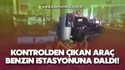 Kontrolden Çıkan Araç Benzin İstasyonuna Daldı!