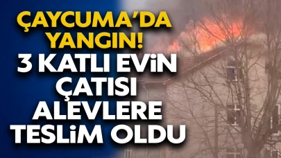 Çaycuma'da İftar Vaktinde Çıkan Yangında 3 Katlı Ev Kül Oldu