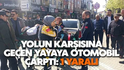 Yolun karşısına  geçen yayaya otomobil çarptı: 1 yaralı