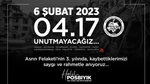 Ereğli’de 6 Şubat Deprem Şehitleri Anılıyor