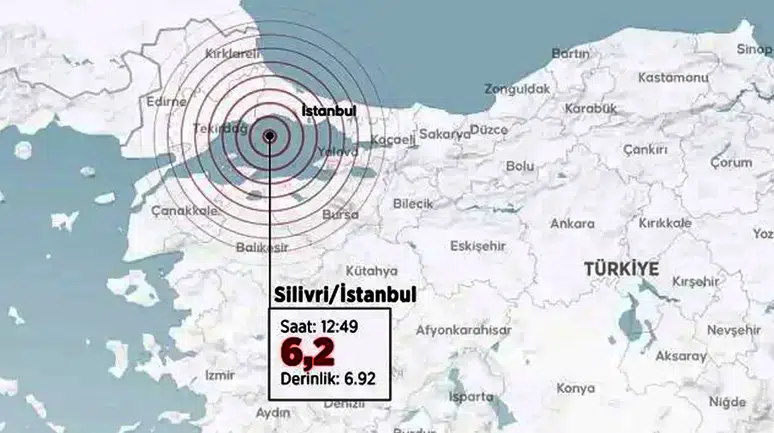 İstanbul'da 6,2 büyüklüğünde deprem