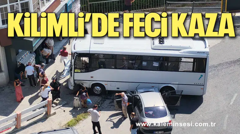 Kilimli’de Taksi ile Halk Otobüsü Çarpıştı
