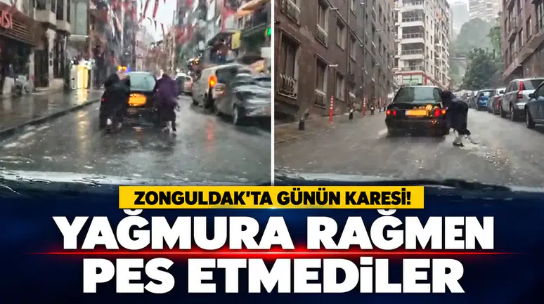 Zonguldak’ta Günün karesi! Yağmura Rağmen Pes Etmediler